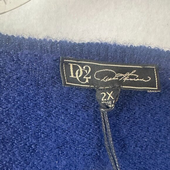 DG2 by Diane Gilman sweater top women 2X blue brown colorblock poly/spandex NWT - Picture 3 of 5